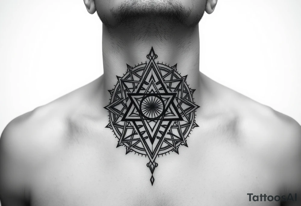 multiple layers of sacred geometry, on the throat and neck tattoo idea