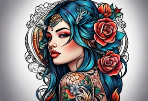 Traditional arm sleeve tattoo idea