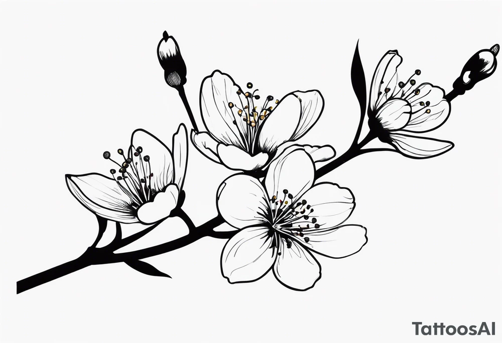 Cherry blossum branch, from shoulder to wrist, blossom fully at the end tattoo idea
