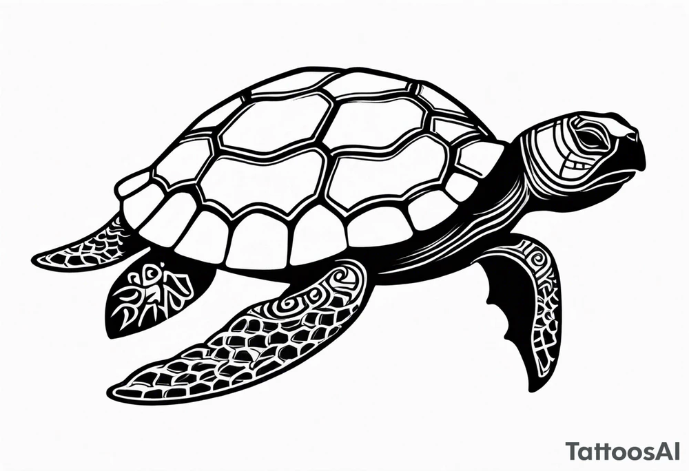 Turtle and starfish chain simple small tattoo idea
