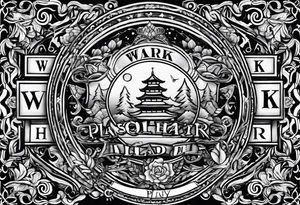 I want a painting style tattoo with the letters "work hard, play hard". tattoo idea