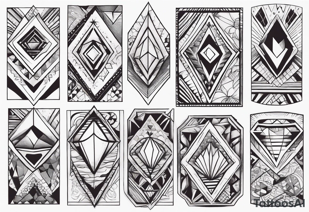 Sleeve on the forearm with a diamond in the middle tattoo idea