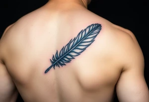 Feather with blues and purple tattoo idea