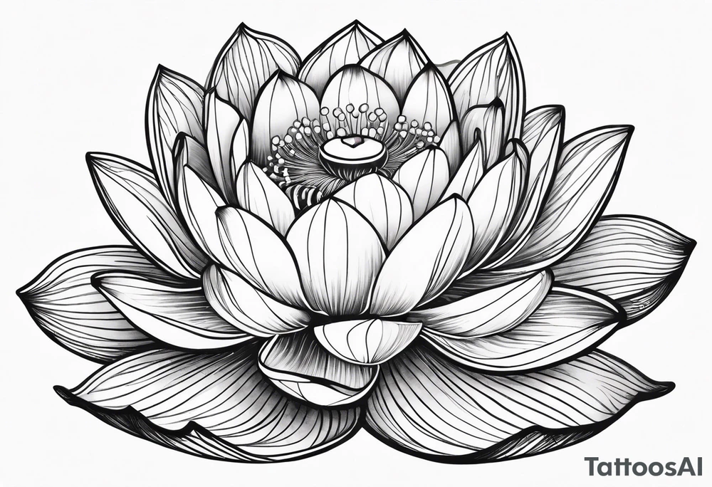 lotus flower with thin lines tattoo idea