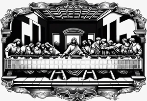 last supper back tattoo black and white tattoo idea