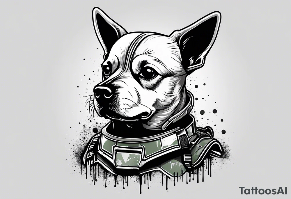 Spitz dog dressed like boba fett tattoo idea