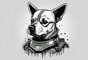Spitz dog dressed like boba fett tattoo idea