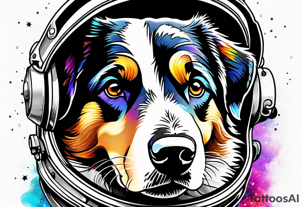Astronaut Australian shepherd dog in the galaxy tattoo idea