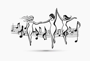 Music notes connecting daughters dancing tattoo idea