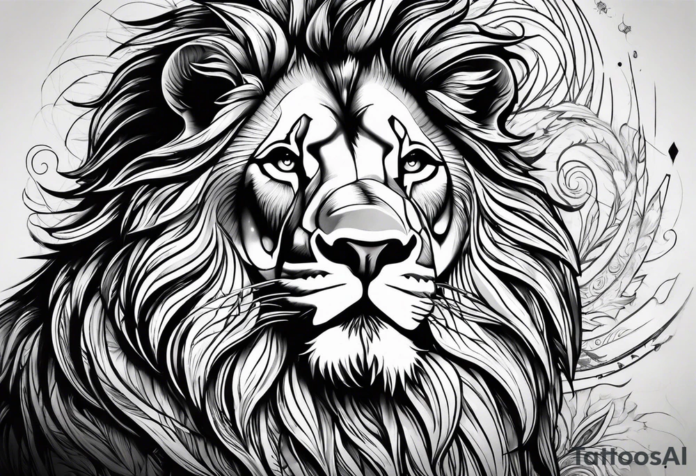 one king lion roaring tattoo idea
