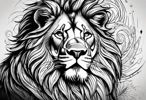 one king lion roaring tattoo idea