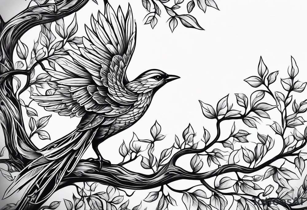 tree wings, but the branches are the wings  and no feathers or leaves. tattoo idea