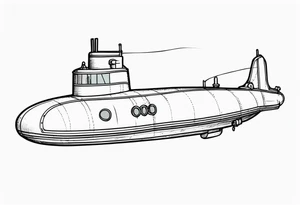 modern submarine surfacing slight left turn front view tattoo idea