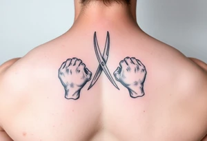 Hands as knives and scissors tattoo idea