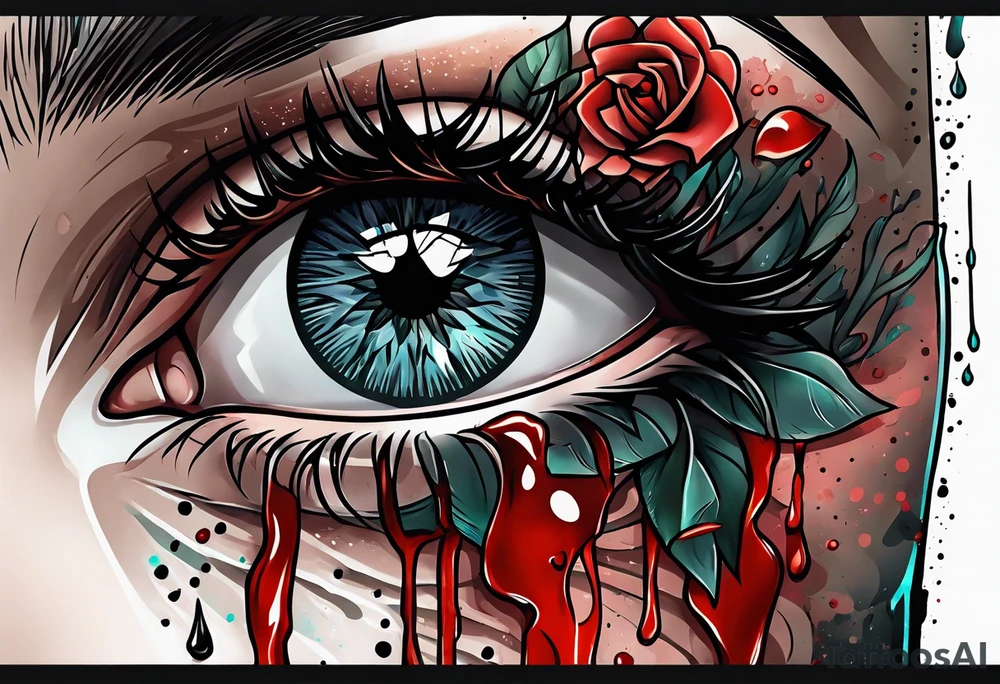 an eye crying blood tattoo idea