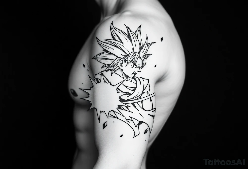legendary dragonball z scene with energy aura and power effects tattoo idea