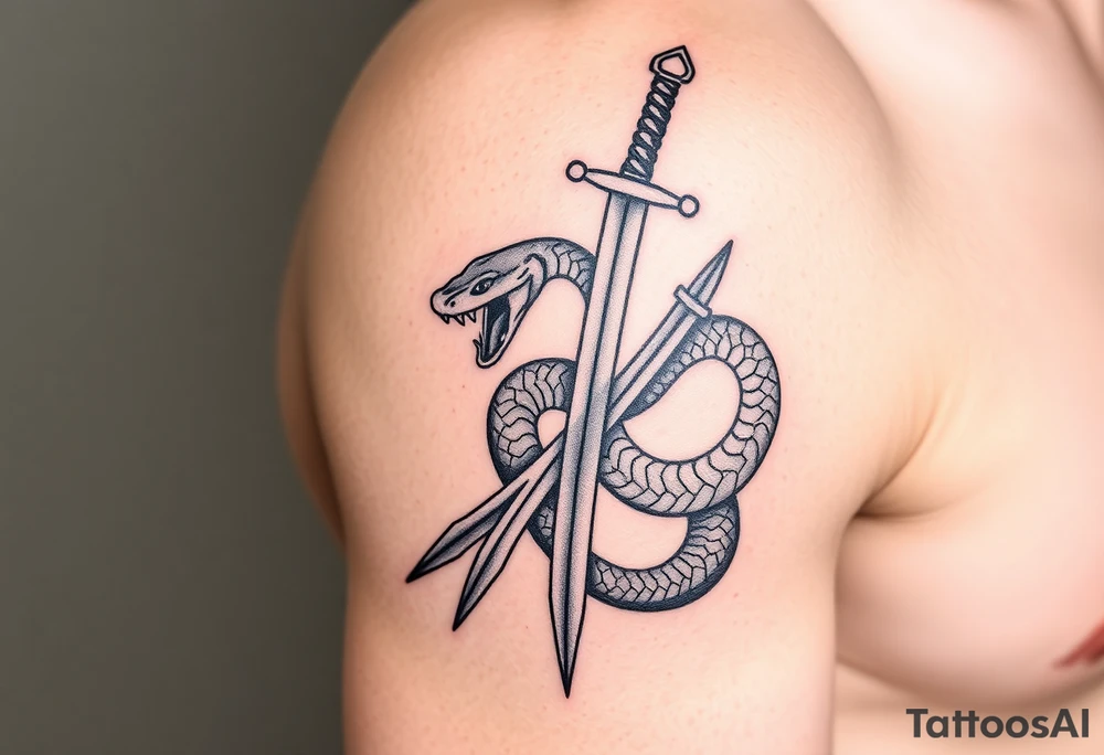 a snake crawl on a sword. tattoo idea