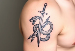 a snake crawl on a sword. tattoo idea