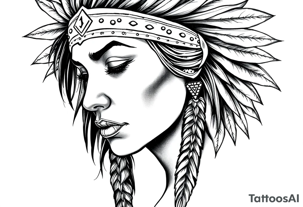 Female Native American tattoo idea
