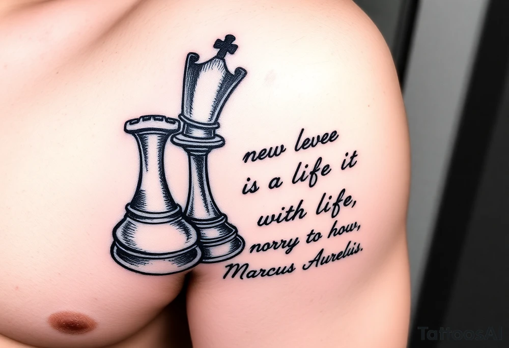 Chess vs life with Marcus Aurelius quote tattoo idea
