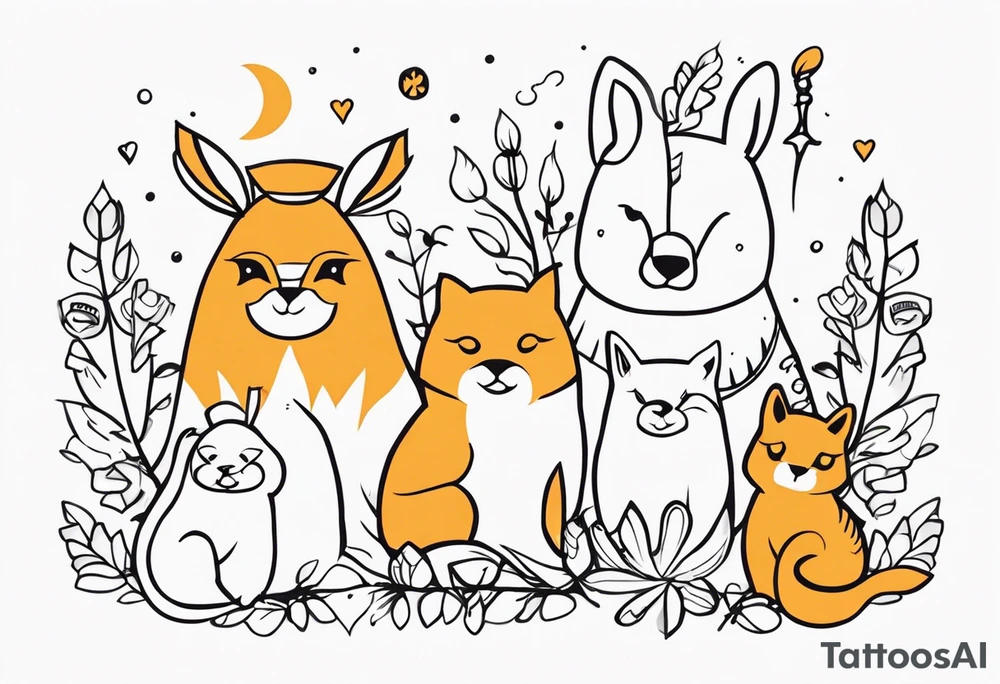 animal party tattoo idea