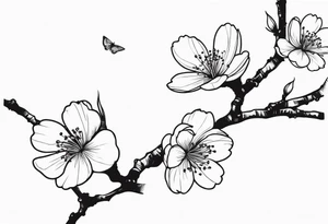 cherry blossom branch going from shoulder to wrist, wrap around bicep tattoo idea