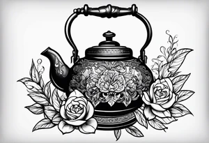vintage tea kettle tattoo idea