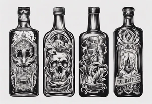 Old alcohol bottles tattoo idea