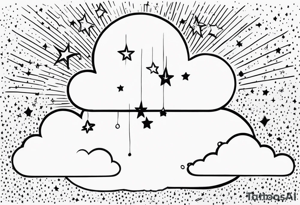 cloud raining stars tattoo idea