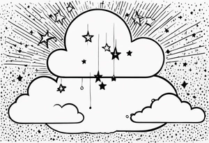 cloud raining stars tattoo idea