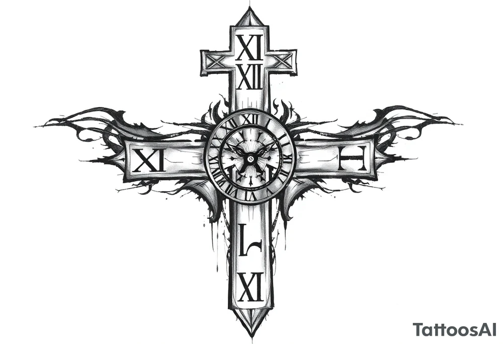 Roman numeral cross tattoo idea