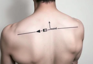 Continuous Line tattoo of play, pause, stop rewind, with mental and spiritual awareness. tattoo idea