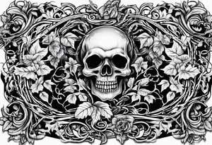 Leafy vines with grave yard tattoo idea