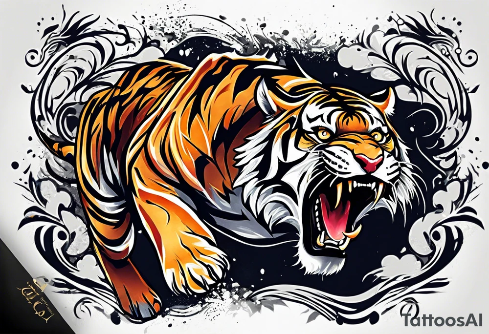 A shouting tiger tattoo idea