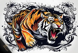 A shouting tiger tattoo idea