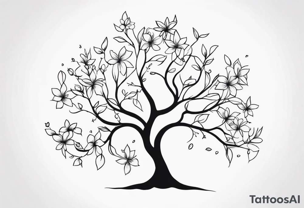 flowers tree tattoo idea
