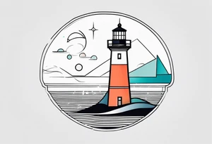 lighthouse geometric colored tattoo idea