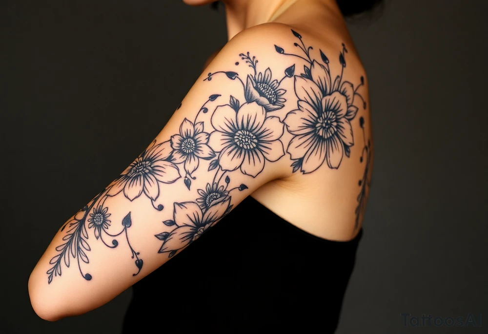 Tribal flowers somoan tattoo idea