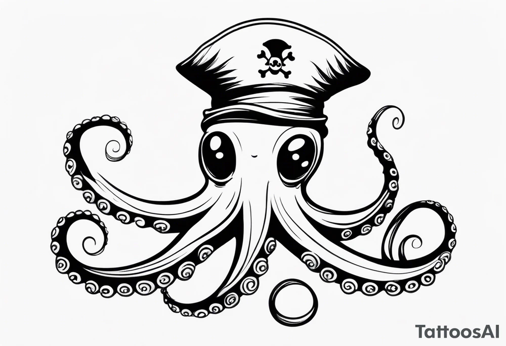 octopus wearing a pirate hat tattoo idea