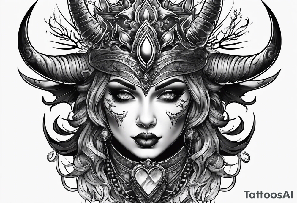 Woman devil tattoo idea