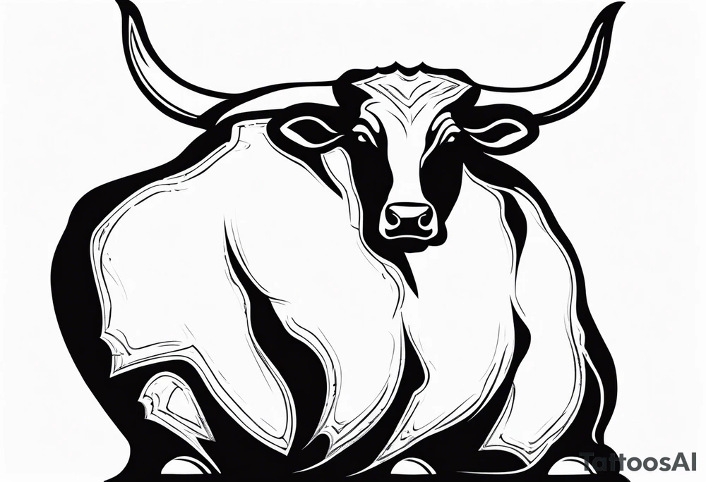 back of wallstreet bull with balls between legs tattoo idea