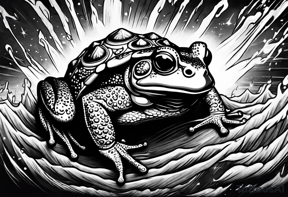A toad in a thunderstorm tattoo idea