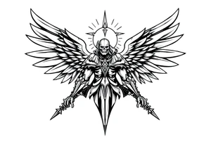 Powerful archangel, warrior, holy angel army tattoo idea