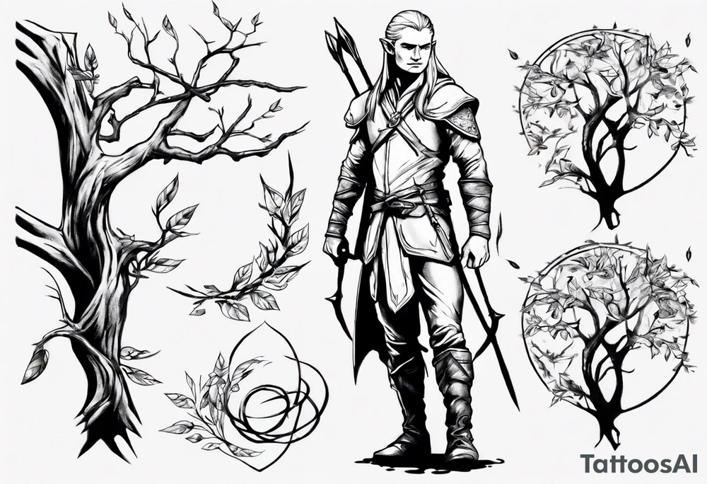 Legolas standing on a branch tattoo idea