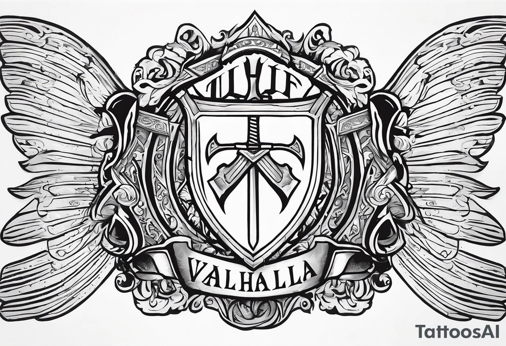 Valhalla shield  sword axe tattoo idea