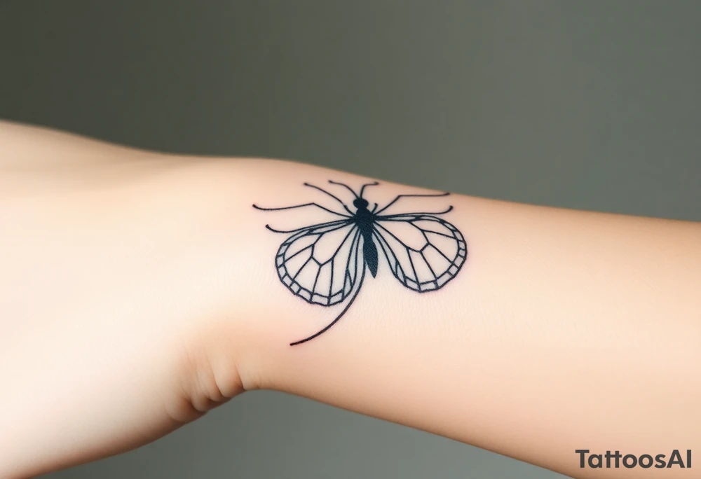 ethereal butterfly with flowing silk ribbons in moonlight tattoo idea