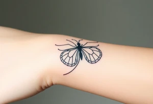 ethereal butterfly with flowing silk ribbons in moonlight tattoo idea