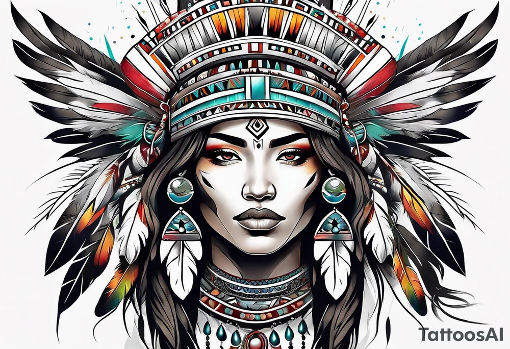 Native American woman spirit tattoo idea