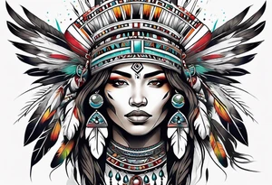 Native American woman spirit tattoo idea