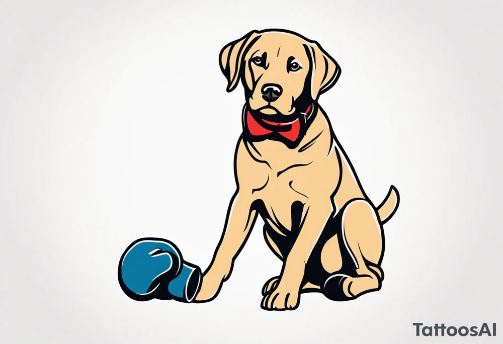 Dog Labrador with boxing gloves tattoo idea